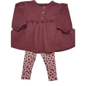 NEW PLAY UP kid's amora tunic cheetah leggings set in coloramora/ pink